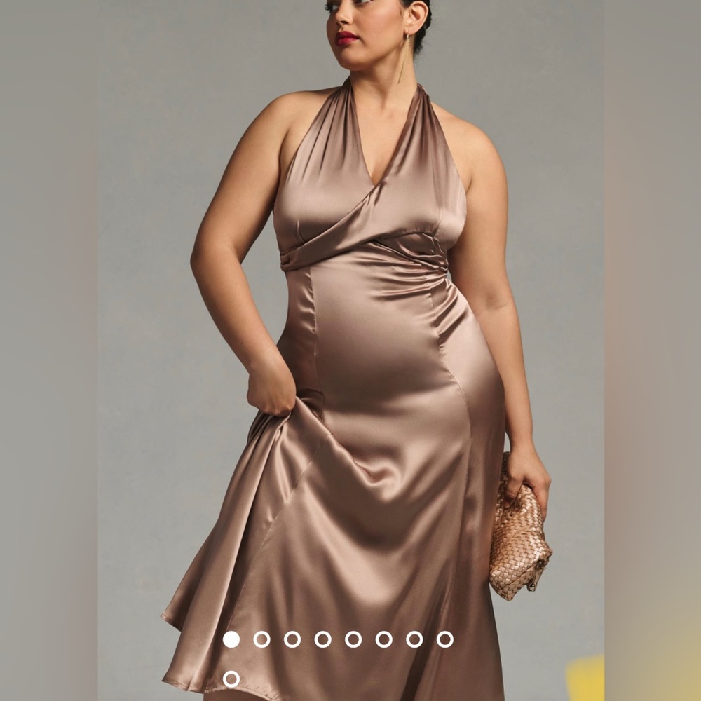 By Anthropologie Silk V-Neck Dress - size 12 - mauve - Brand new with tags